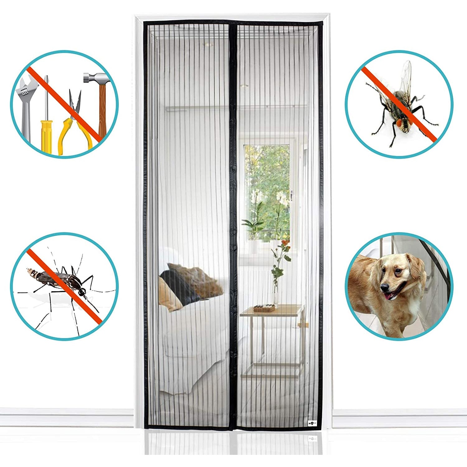 Set 3 perdele magnetice impotriva insectelor, 210 x 100 cm