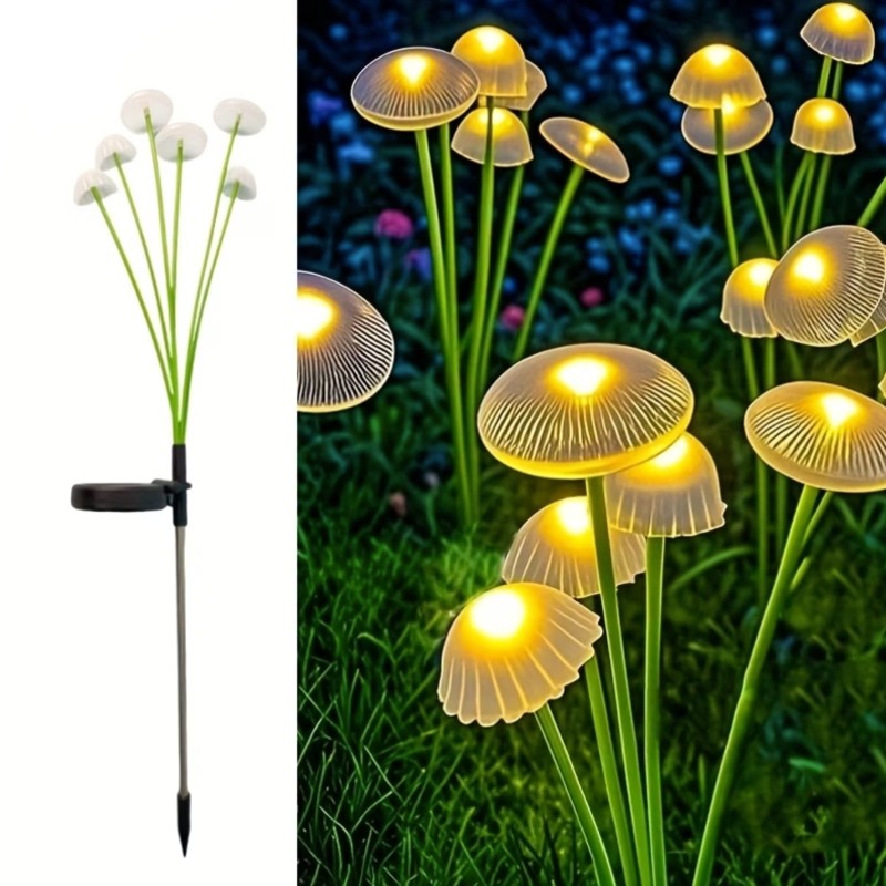 Set 2 x lampa solara 6 LED Jellyfish, Alb cald