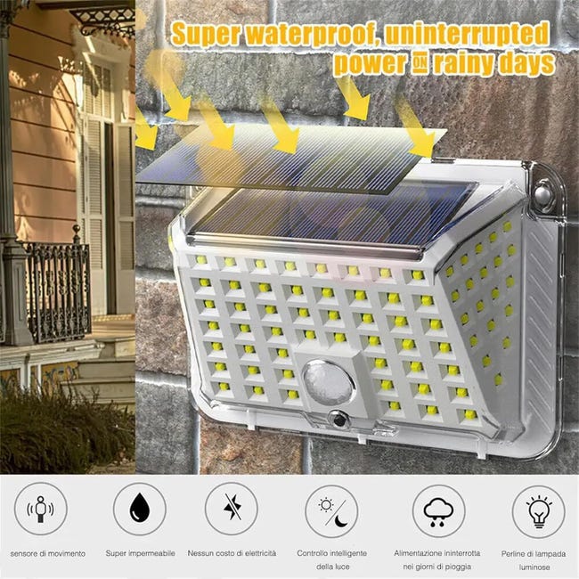 Set 2 x Lampa solara 90 LED Jortan, senzor de miscare