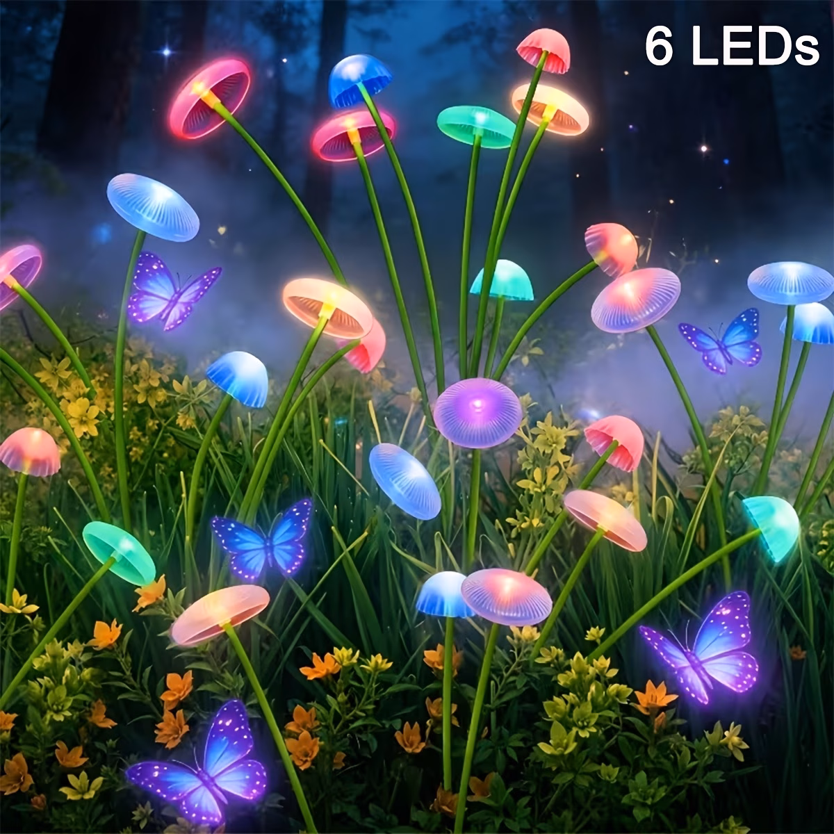 Set 2 x lampa solara 6 LED Jellyfish, Multicolor