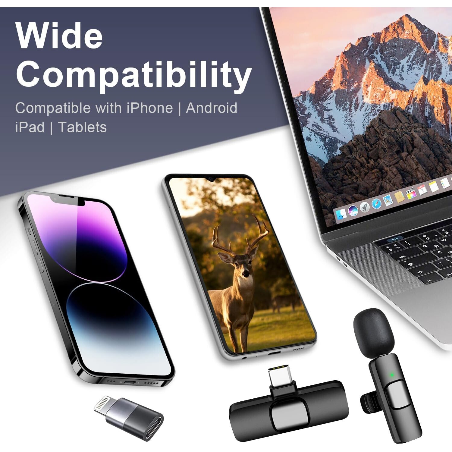 Microfon Bluetooth K8 tip lavaliera, conector USB tip C