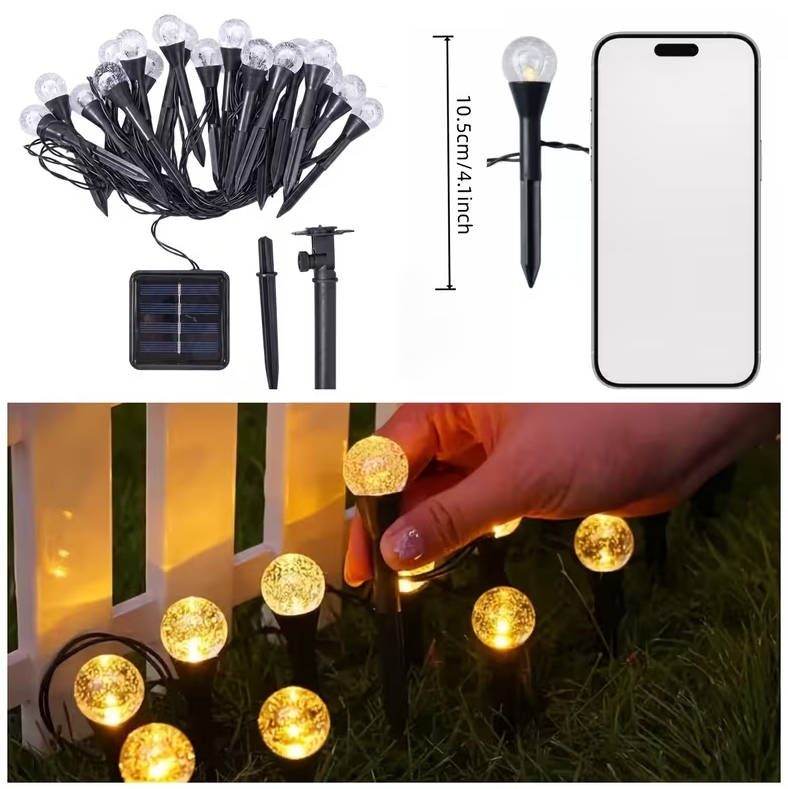 Lampa solara gradina 20 bulbi LED, Waterproof, Alb Cald
