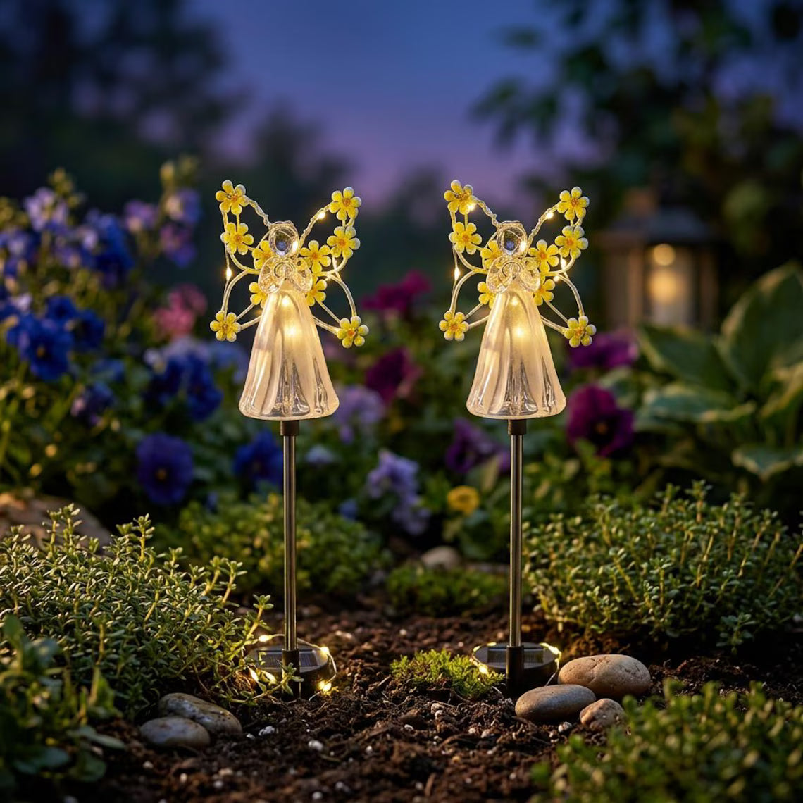 Lampa solara decorativa ingeras, rezistenta la intemperii