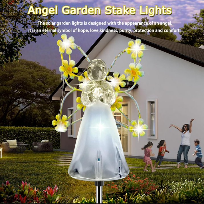 Lampa solara decorativa ingeras, rezistenta la intemperii