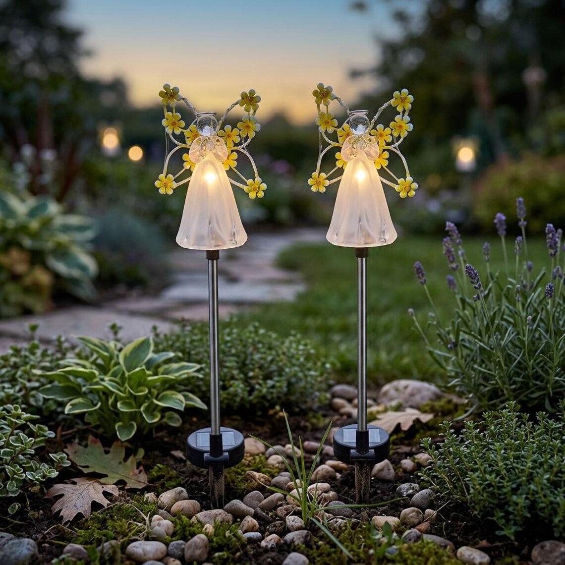 Lampa solara decorativa ingeras, rezistenta la intemperii