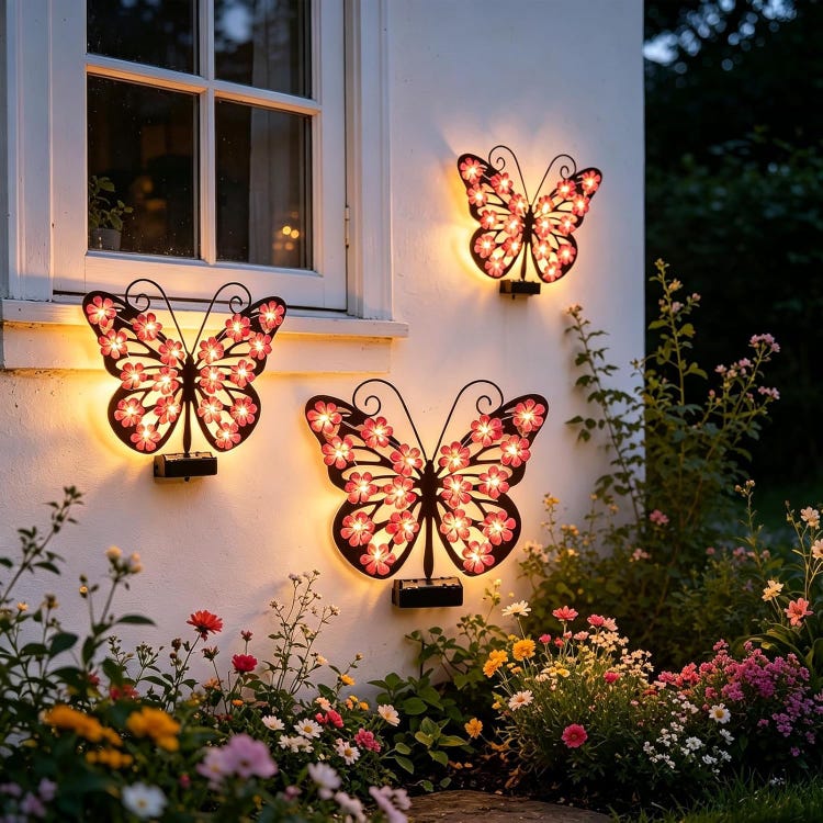 Lampa solara Butterfly, decoratiune metalica