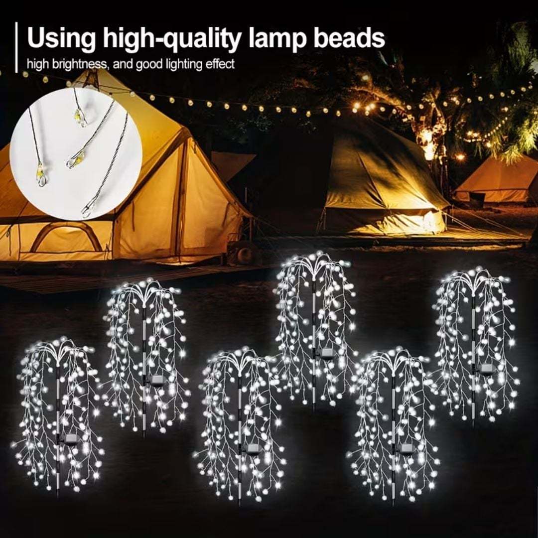 Set 2 x lampa solara tip salcie, 120 LED, Alb rece