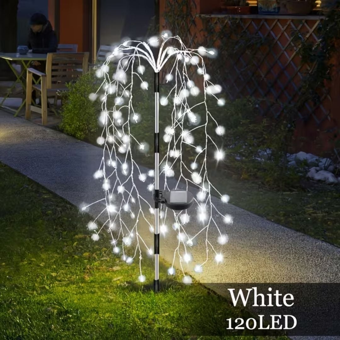 Set 2 x lampa solara tip salcie, 120 LED, Alb rece