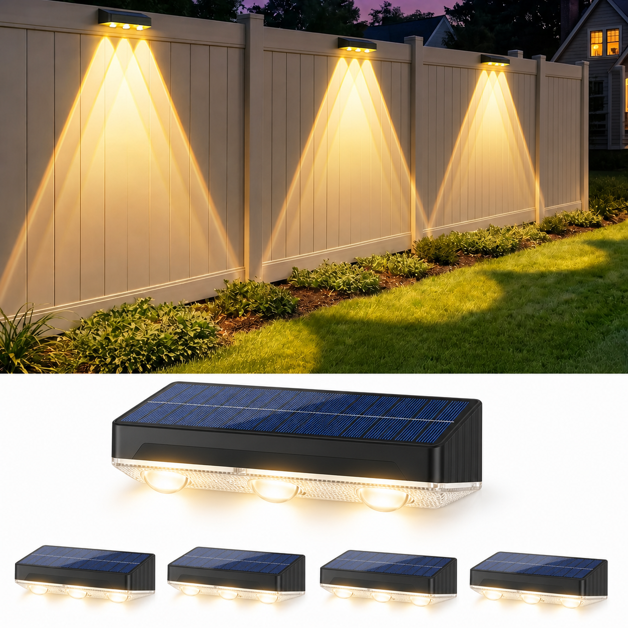 Set 4 x lampa solara de perete, Alb cald