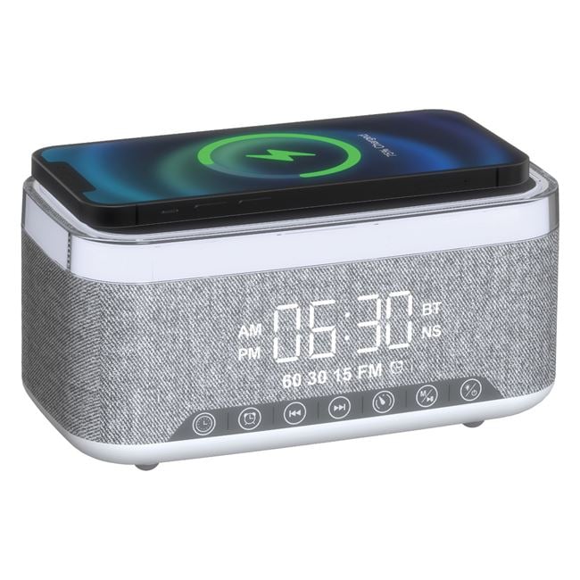 Ceas desteptator cu alarma, difuzor si incarcator wireless 15 W