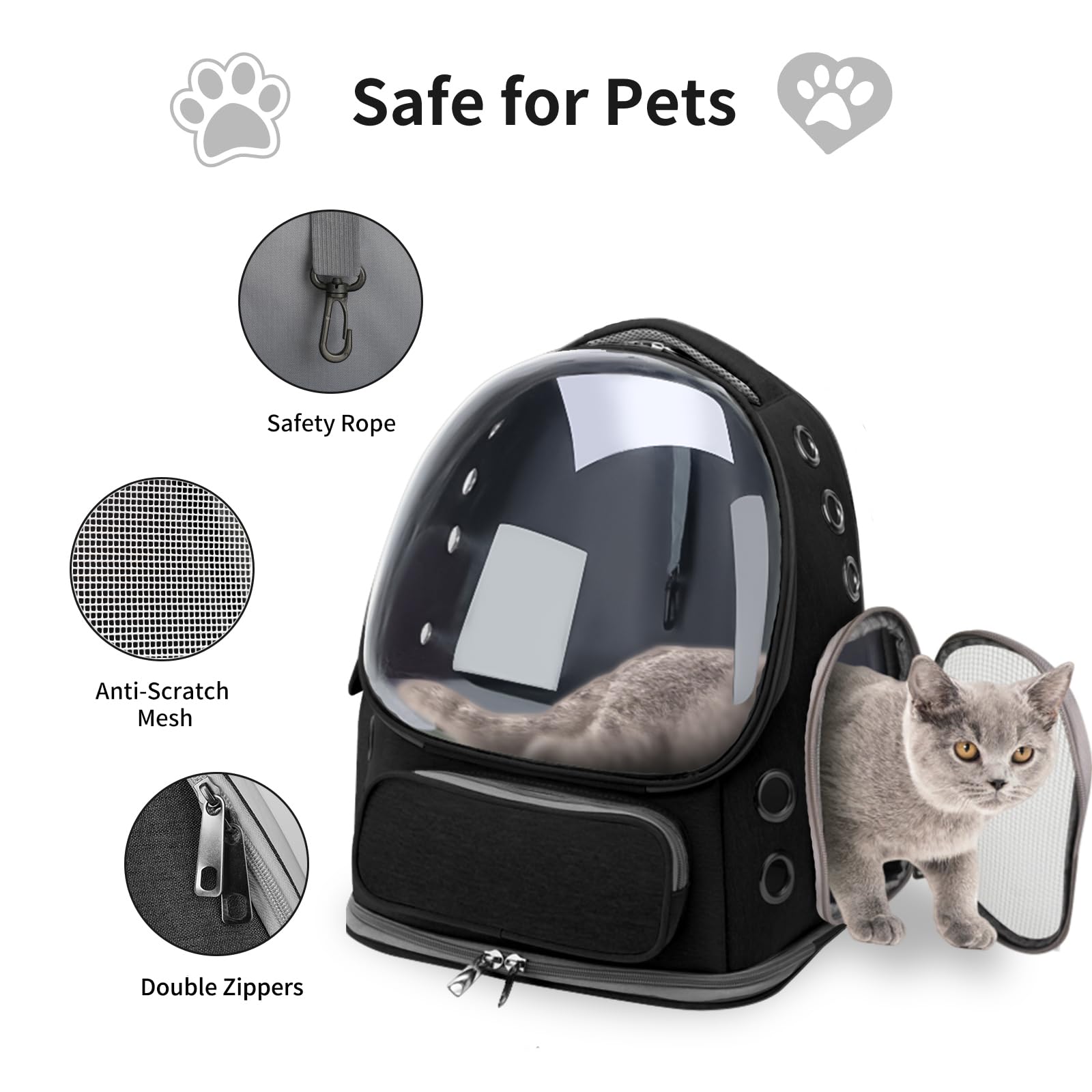 Rucsac transport animale, Negru