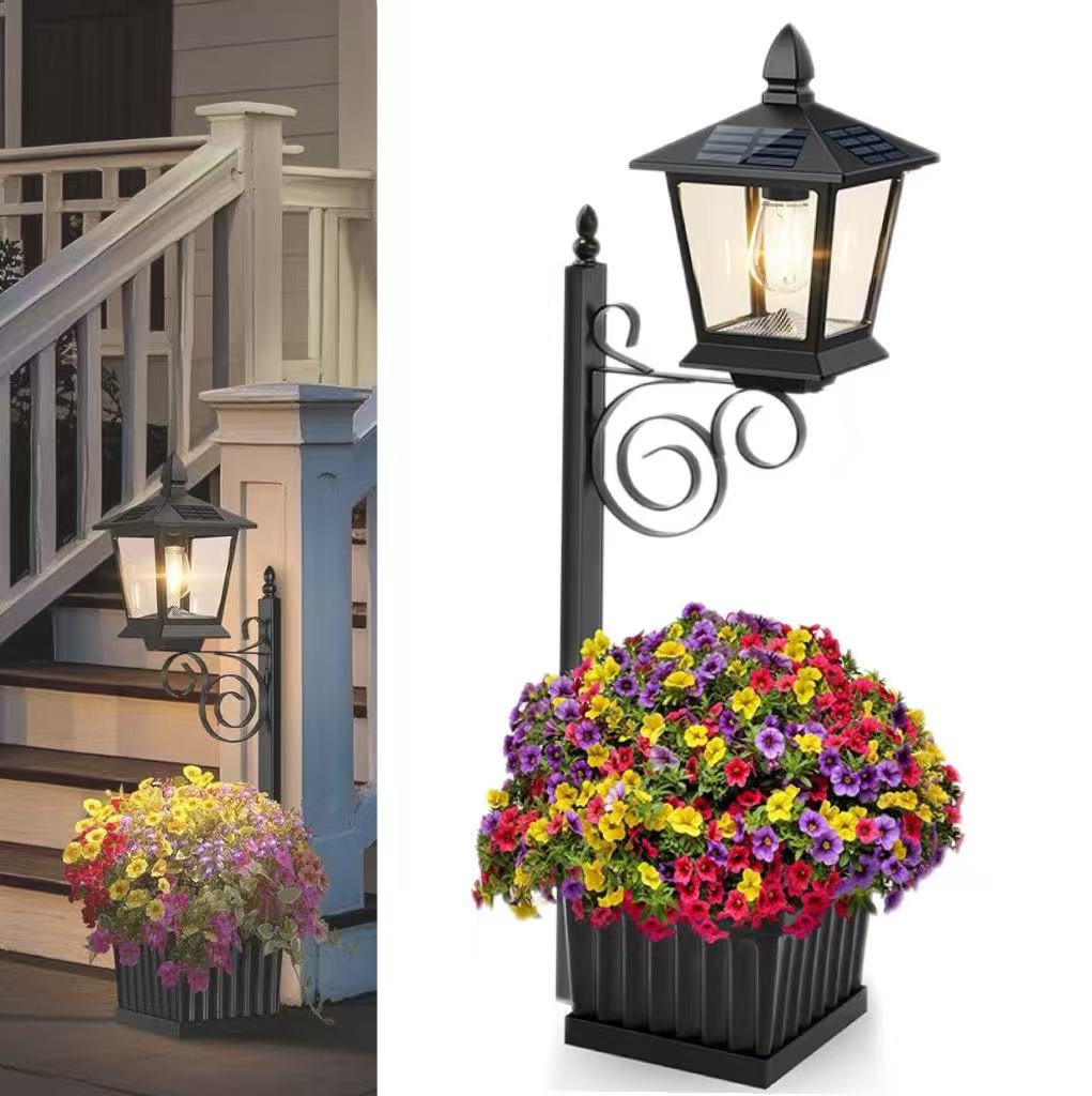 Lampa solara cu ghiveci integrat, LED alb cald