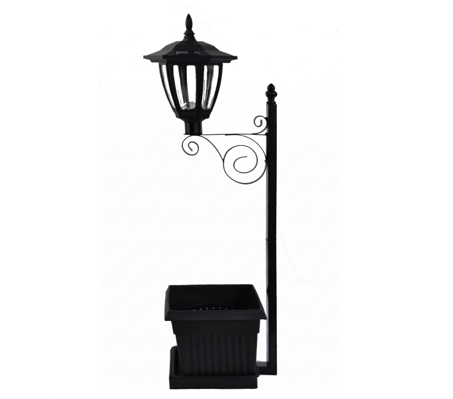Lampa solara cu ghiveci integrat, LED alb cald