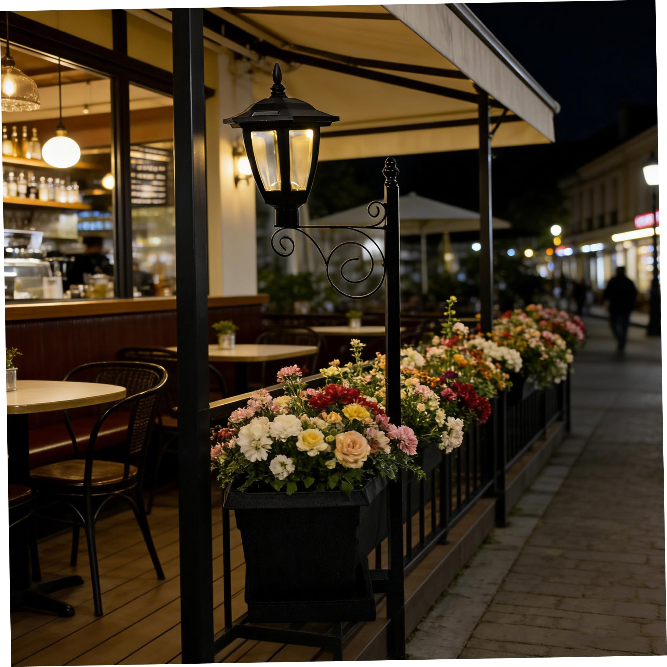 Lampa solara cu ghiveci integrat, LED alb cald