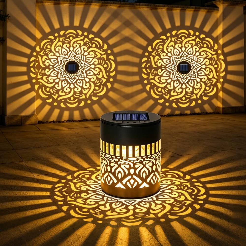 Set 2 x Lampa solara Mandala Alb cald