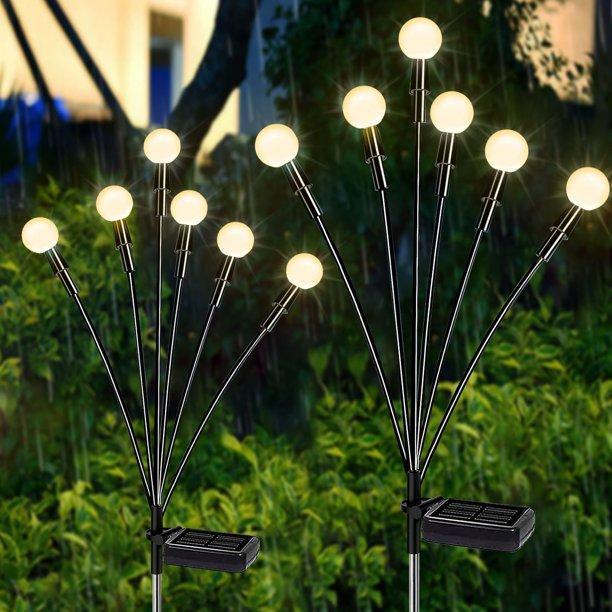 Set 2 x Lampa solara LED Alb Cald, 8 bulbi licurici