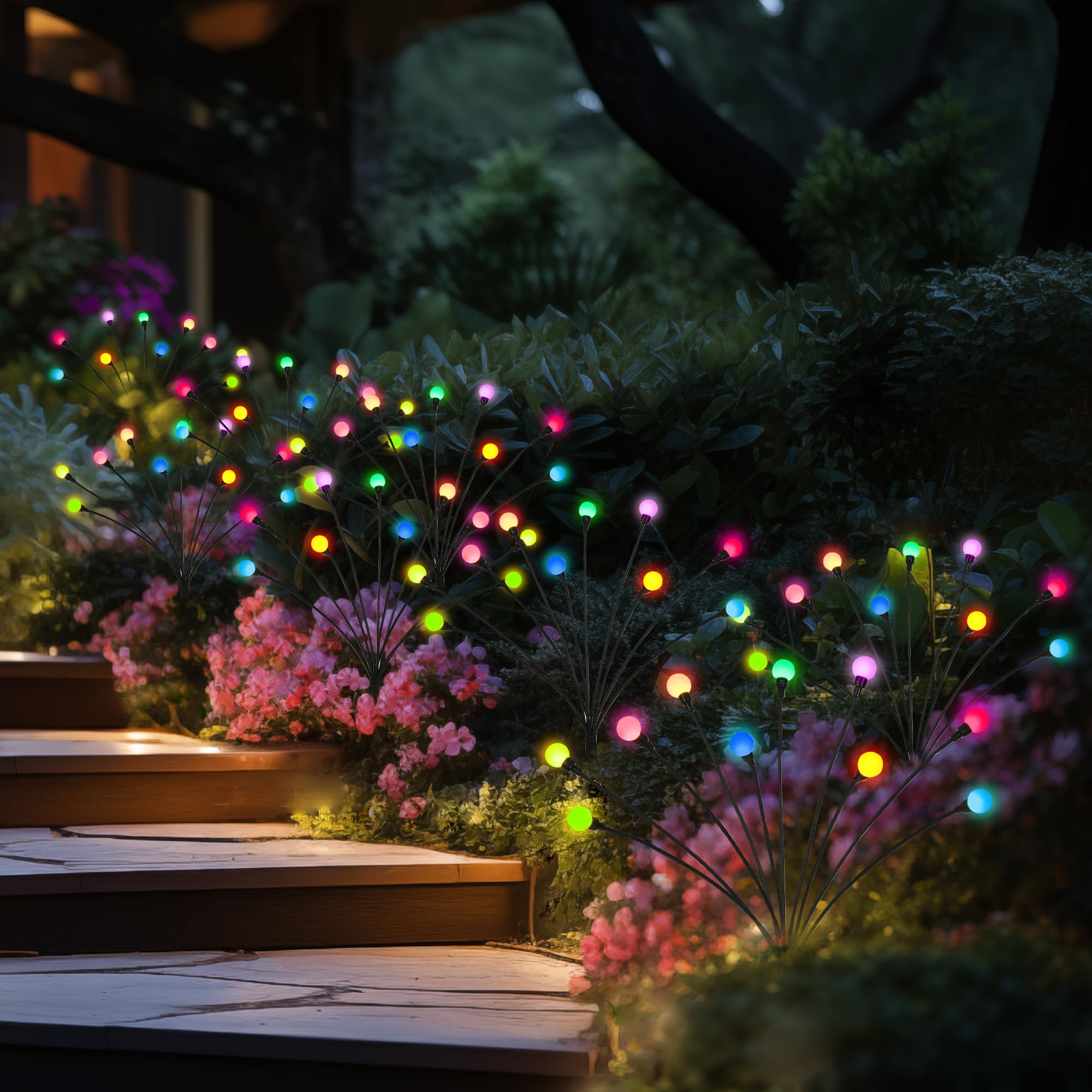 Set 2 x Lampa solara LED Multicolor, 8 bulbi licurici
