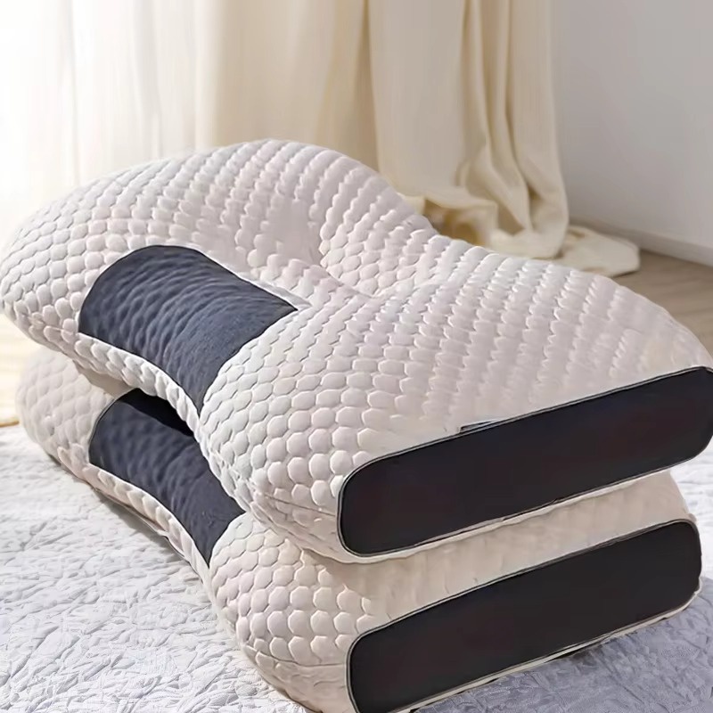 Set 2 x Perna cervicala ergonomica, invelis din bumbac tricotat