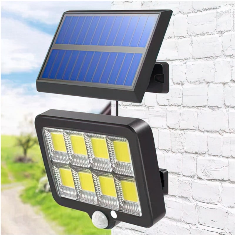 Set 2 x Proiector solar 160 LED 8 COB, Senzor de lumina si miscare