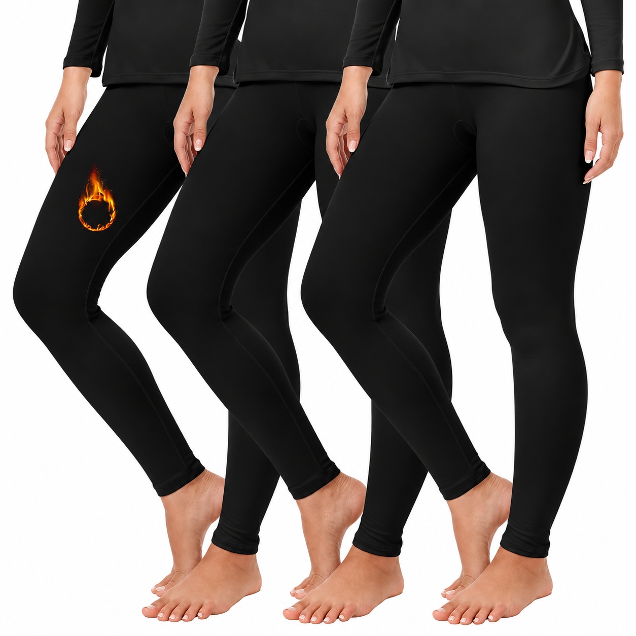 Set 3 colanti vatuiti, 1200 DEN, Negru, Marime universala
