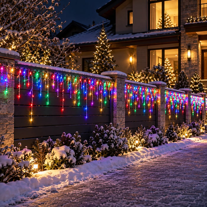 Instalatie franjuri 300 LED, 12 Metri lungime, Multicolor