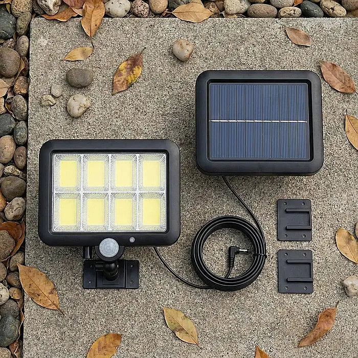 Proiector solar 160 LED 8 COB, Senzor de lumina si miscare
