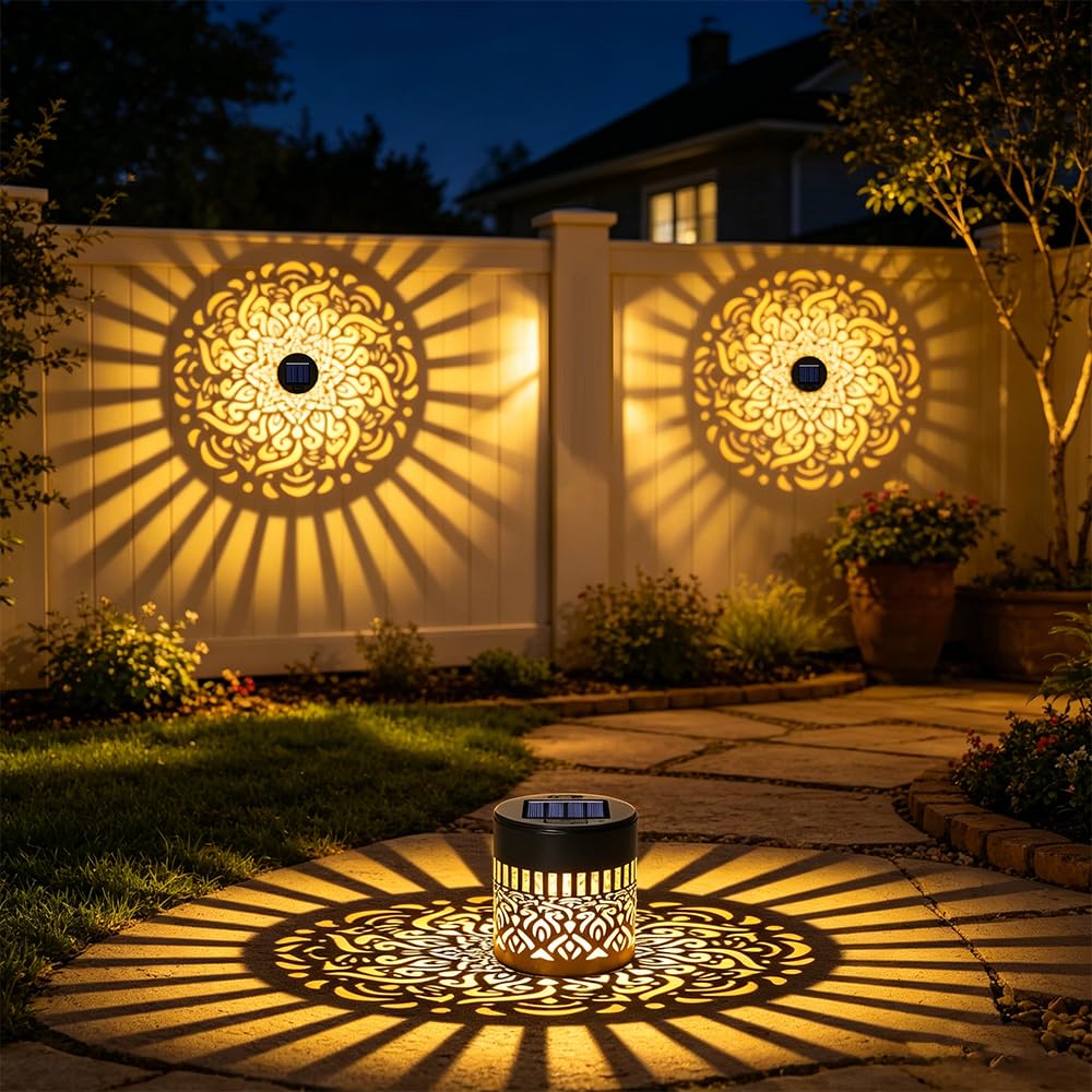 Set 4 x Lampa solara Mandala Alb cald