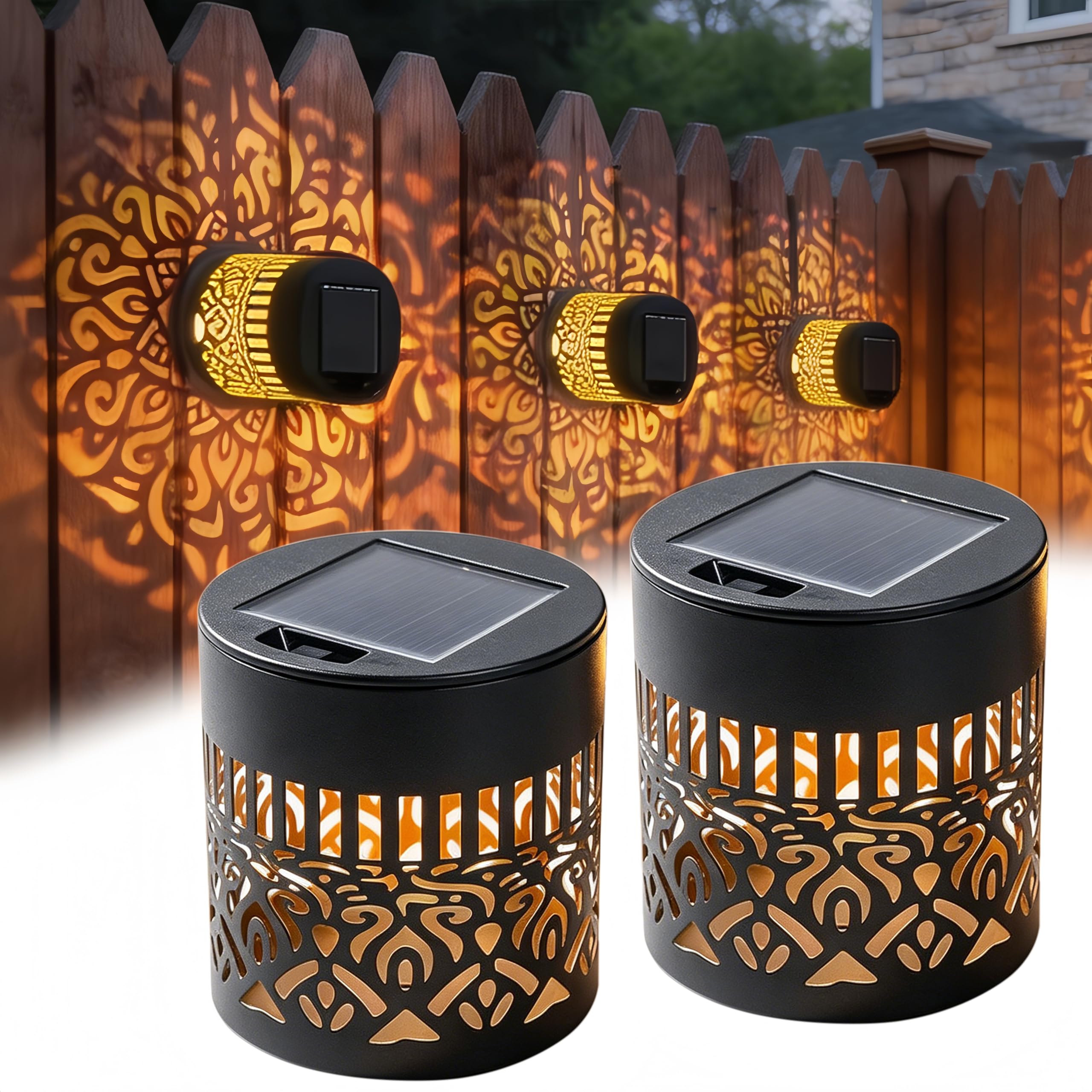 Set 4 x Lampa solara Mandala Alb cald