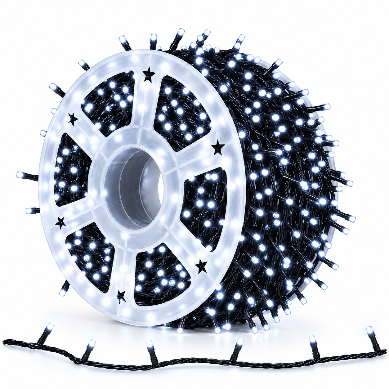 Instalatie rola 50 metri, 300 LED, Alb rece