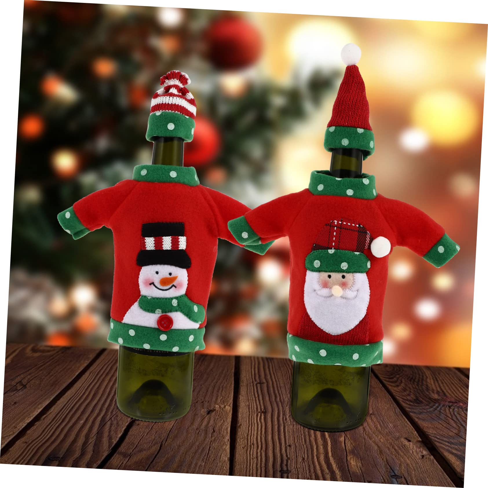 Set 2 huse festive pentru sticla de vin, decoratiune de Craciun - 2