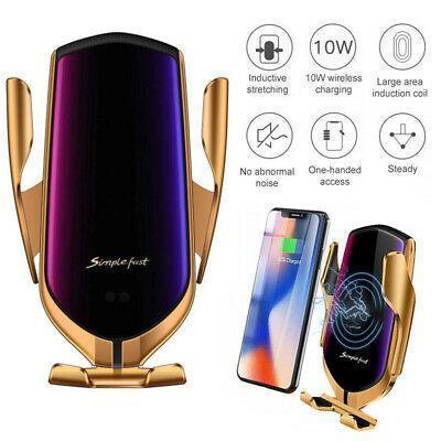 Suport auto cu incarcare wireless, USB, functie Fast Charge, Gold
