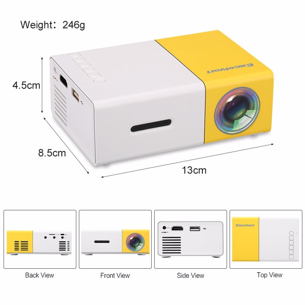 Mini videoproiector portabil YG300 cu slot USB si slot microSD