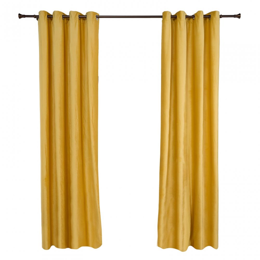 Set 2 draperii catifea, 140 × 270 cm, Galben
