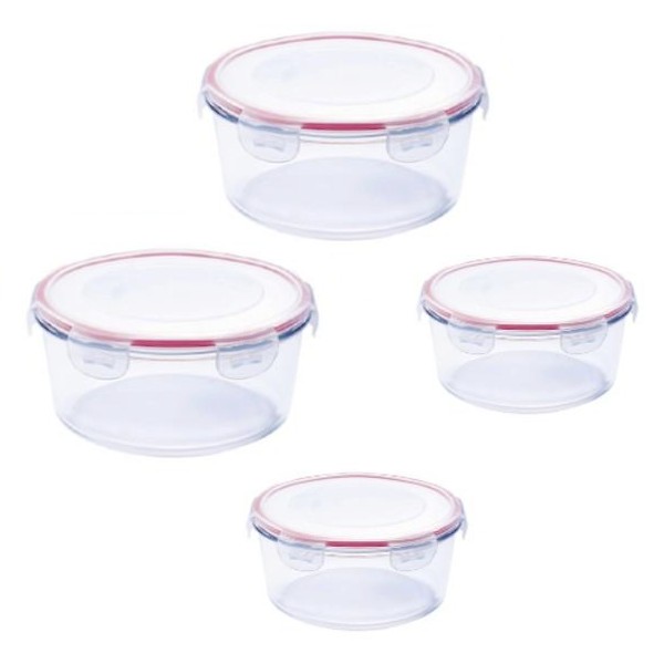 Set 4 caserole termorezistente, sticla, capac, Wellberg