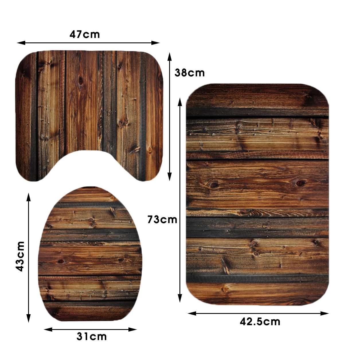 Set pentru baie: perdea, covorase si husa de toaleta, Wood