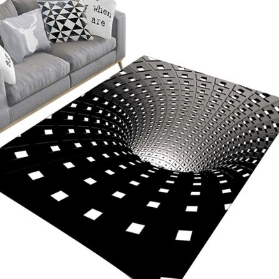 Covor alb/negru cu iluzie 3D, 50 x 80 cm