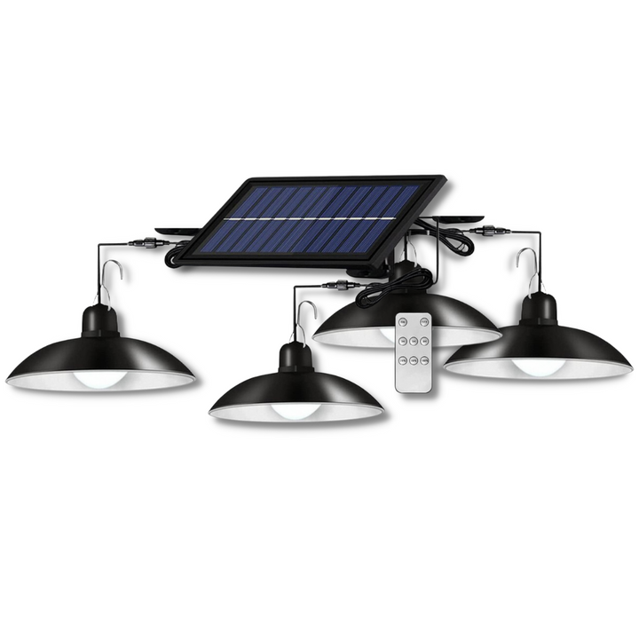 Lampa solara suspendata cu 4 becuri LED cu aplica, telecomanda, 50W