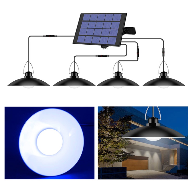 Lampa solara suspendata cu 4 becuri LED cu aplica, telecomanda, 50W