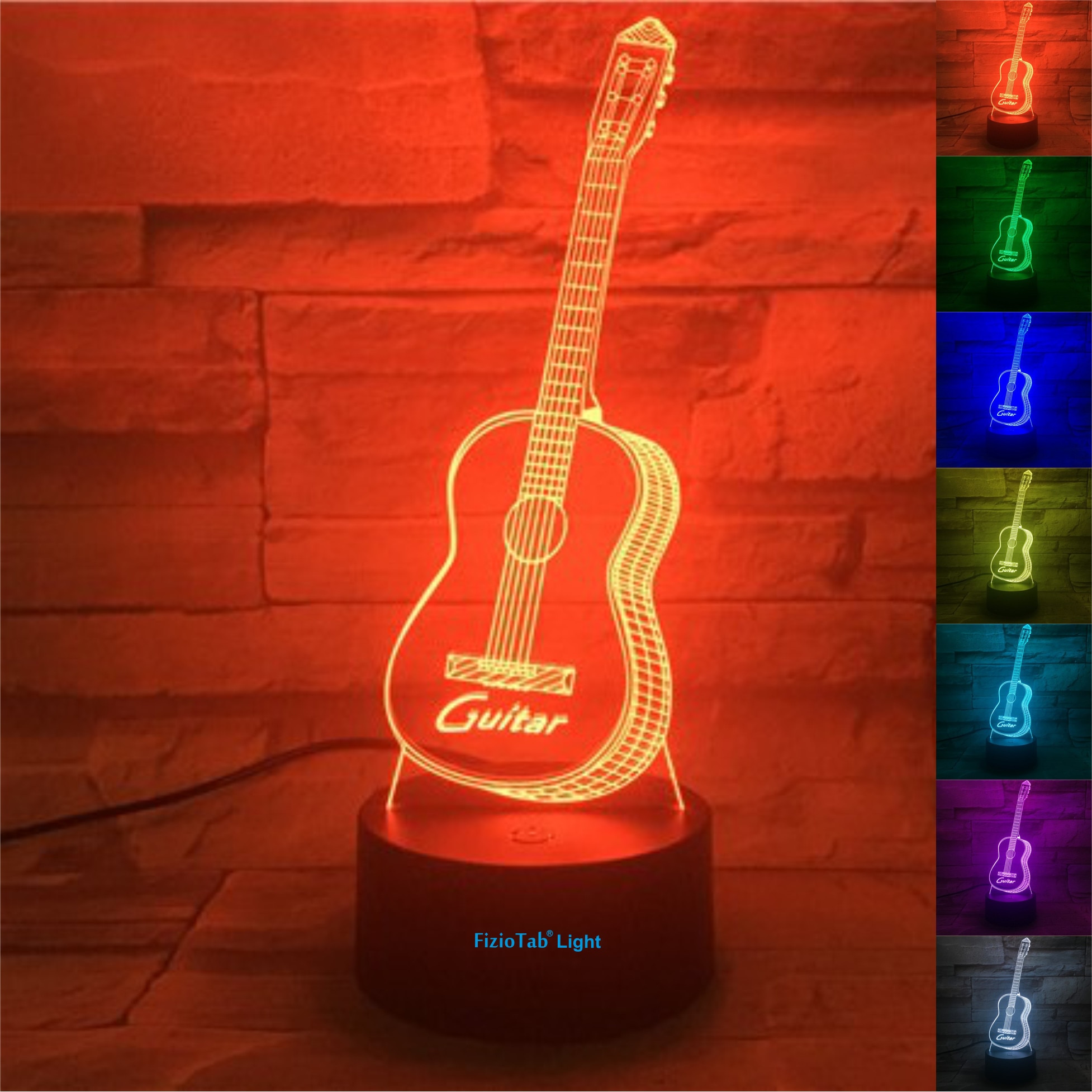 Lampa de veghe 3D, LED 7 culori, lumina ambientala - Chitara