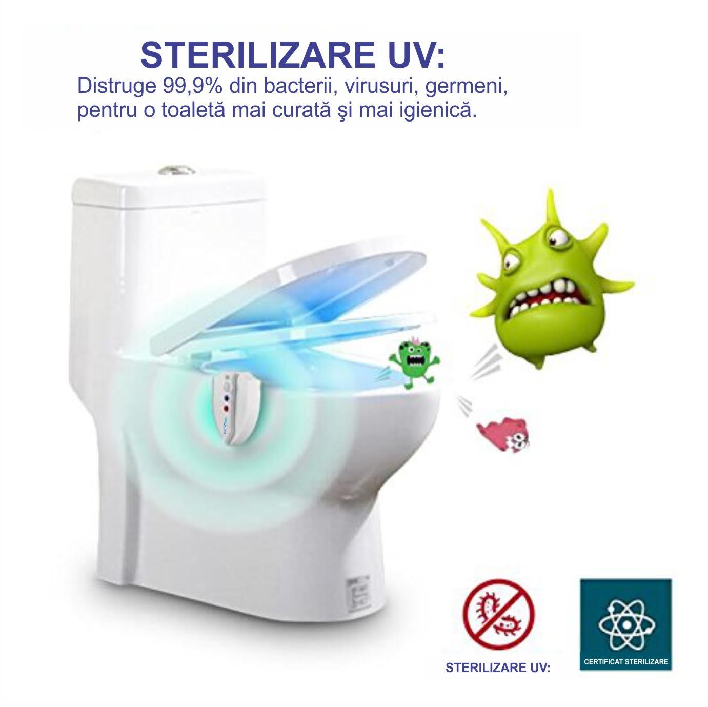 Lampa LED UV WC sterilizare, senzor miscare, baterii incluse