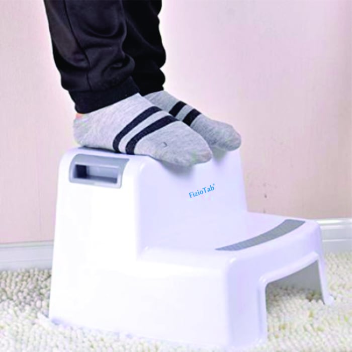 Scaunel inaltator WC pentru copii, FizioTab®Kids Two Step Stoll Alb/Gri