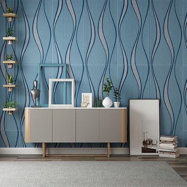 Tapet autoadeziv spuma PVC, 70 x 77 cm, Blue Waves