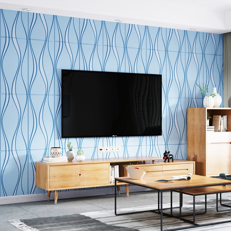 Tapet autoadeziv spuma PVC, 70 x 77 cm, Blue Waves