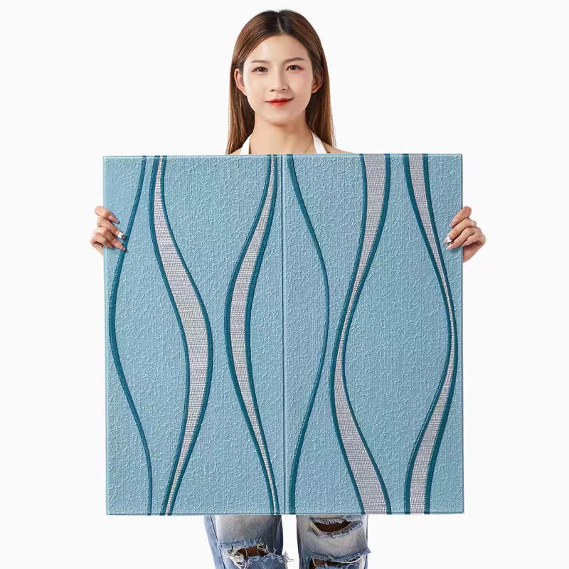 Tapet autoadeziv spuma PVC, 70 x 77 cm, Blue Waves