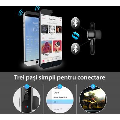 Casca handsfree Bluetooth, model business, S109 Negru