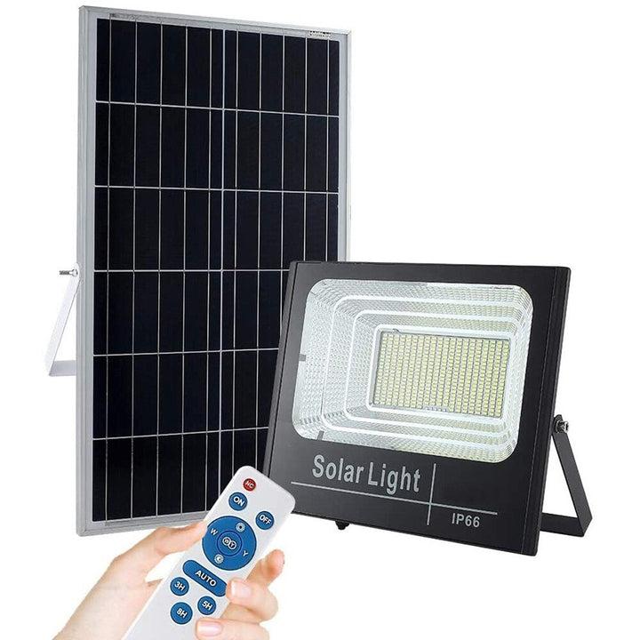 Proiector LED 100 W cu panou solar, telecomanda inclusa
