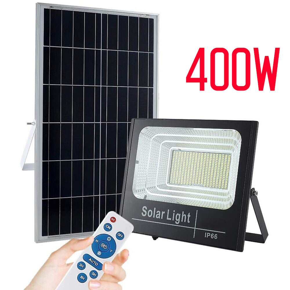 Proiector LED 400 W cu panou solar, telecomanda inclusa