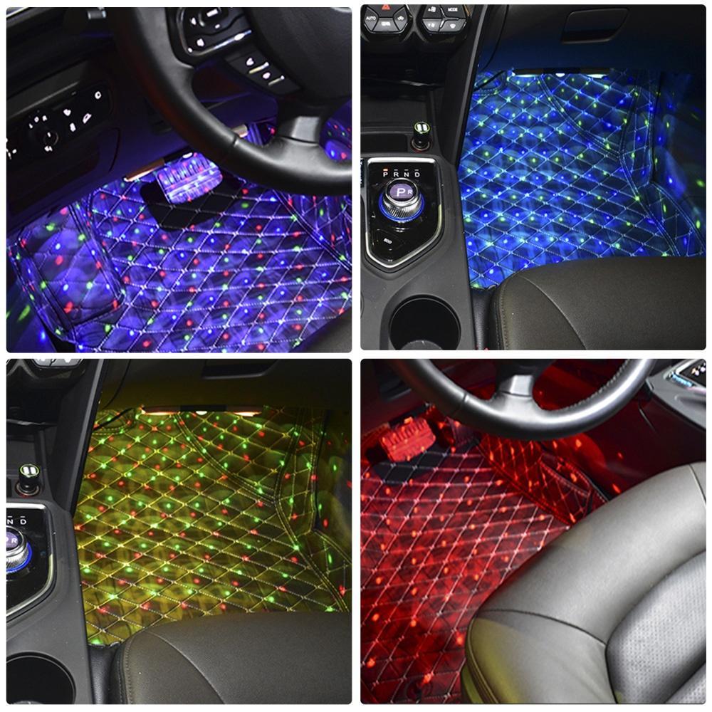 Set 4 LED auto de interior, A10 USB, 7 culori RGB