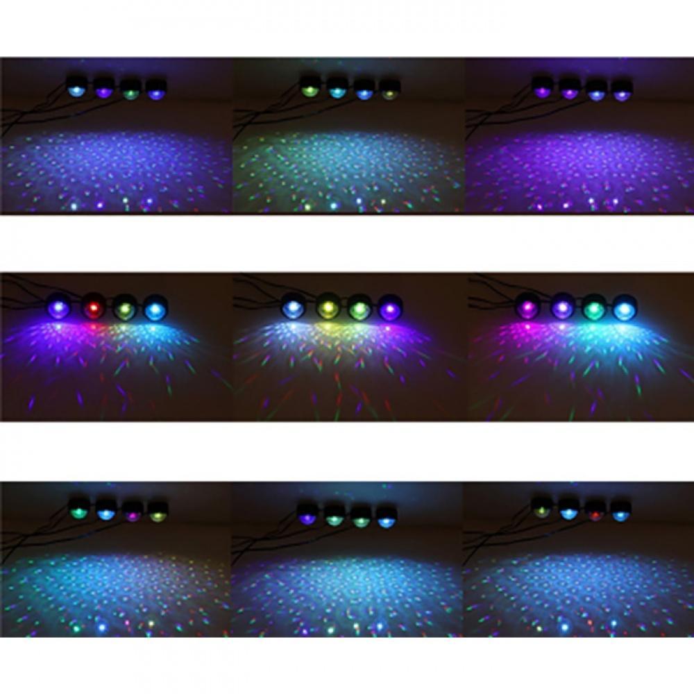 Set 4 LED auto de interior, A10 USB, 7 culori RGB