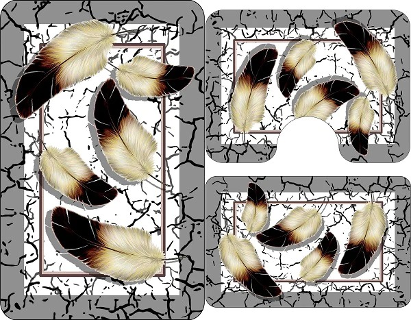 Set 3 covorase antiderapante de baie, Feather